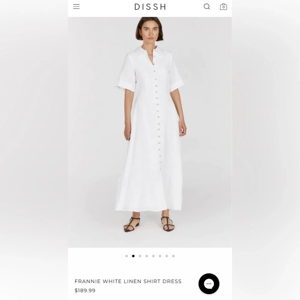 DISSH Frankie White Button-Up Maxi Dress 100% Linen - Picture 6 of 6